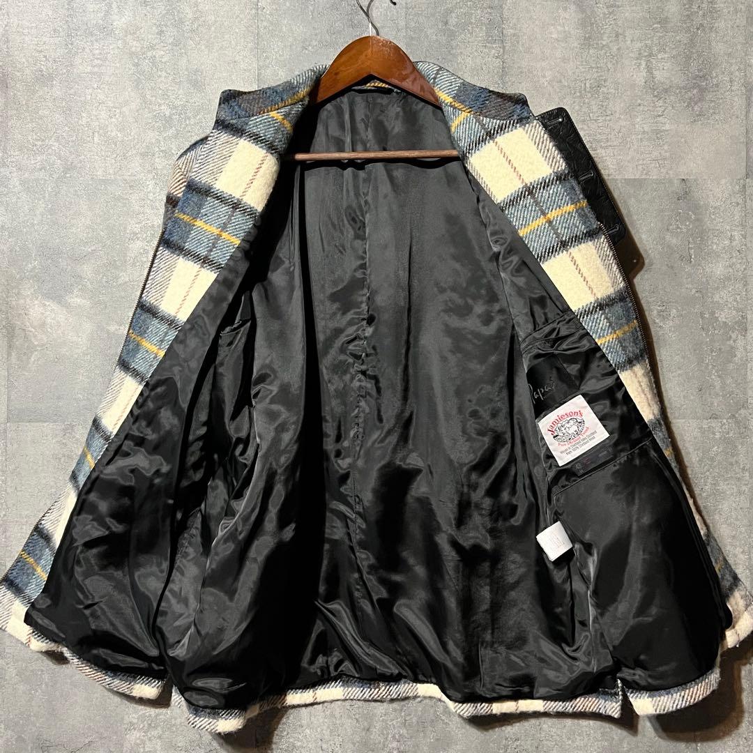 PAPAS パパス　レザー切り替えチェックジャケット　サイズL