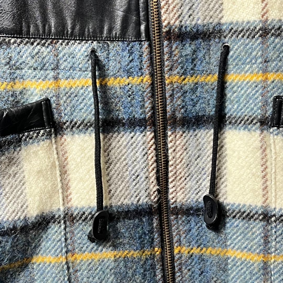 PAPAS パパス　レザー切り替えチェックジャケット　サイズL