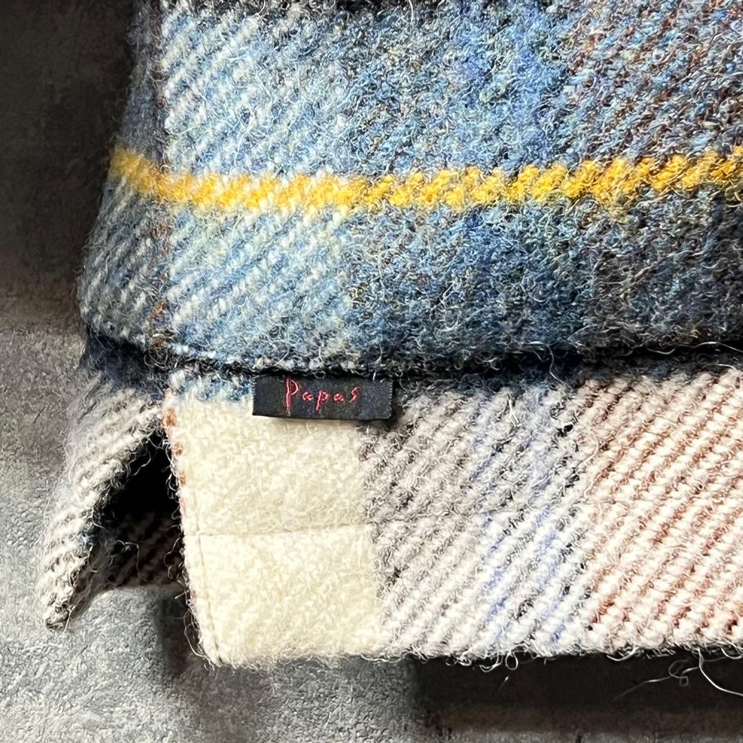 PAPAS パパス　レザー切り替えチェックジャケット　サイズL