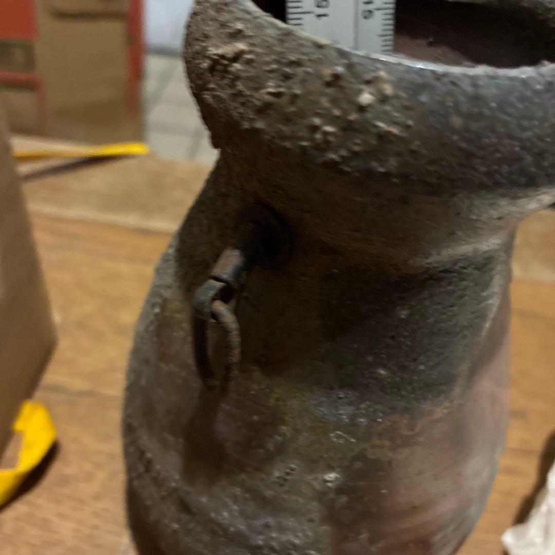 希少品道明　備前焼　金重道明　共箱　茶道具　花茶器　陶器