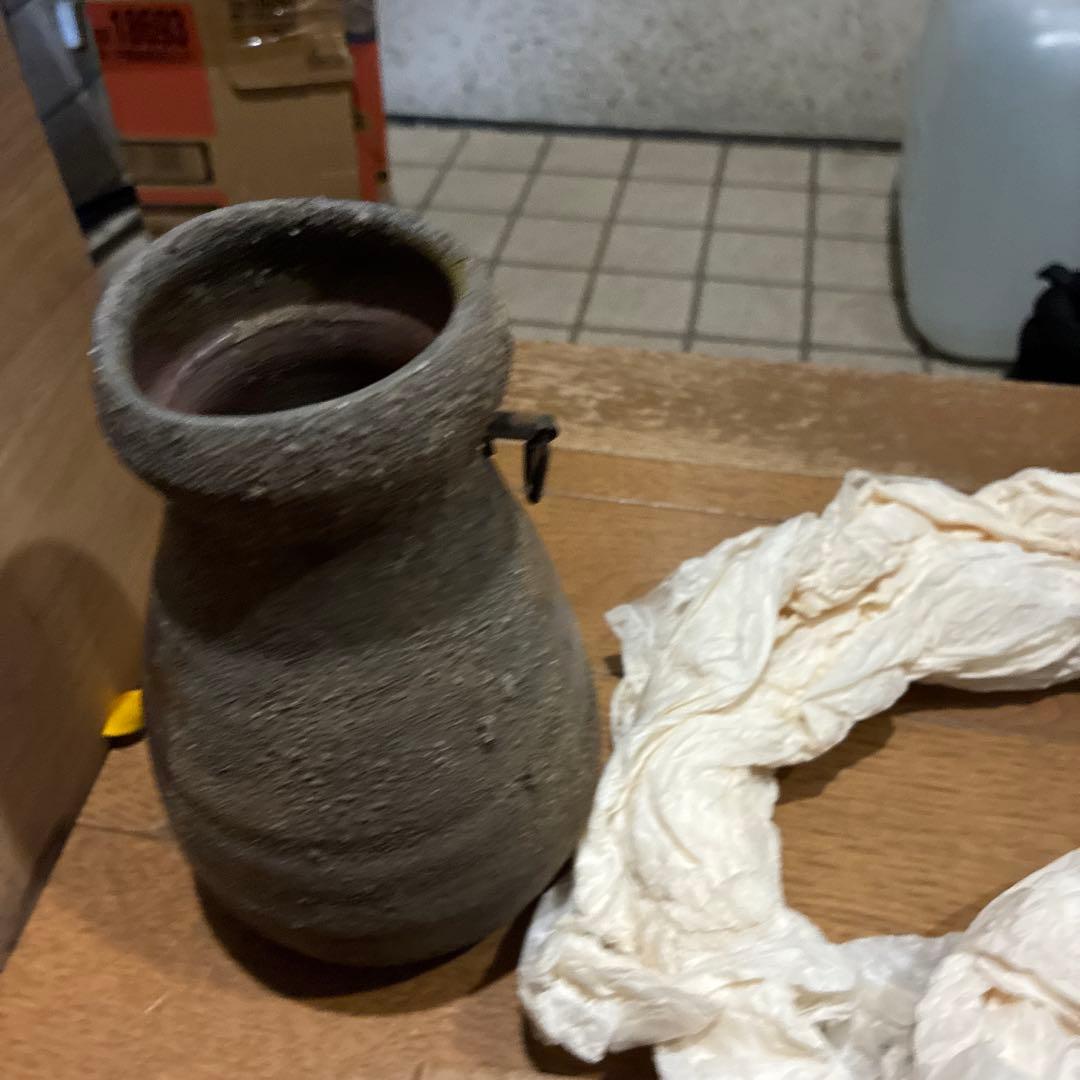 希少品道明　備前焼　金重道明　共箱　茶道具　花茶器　陶器