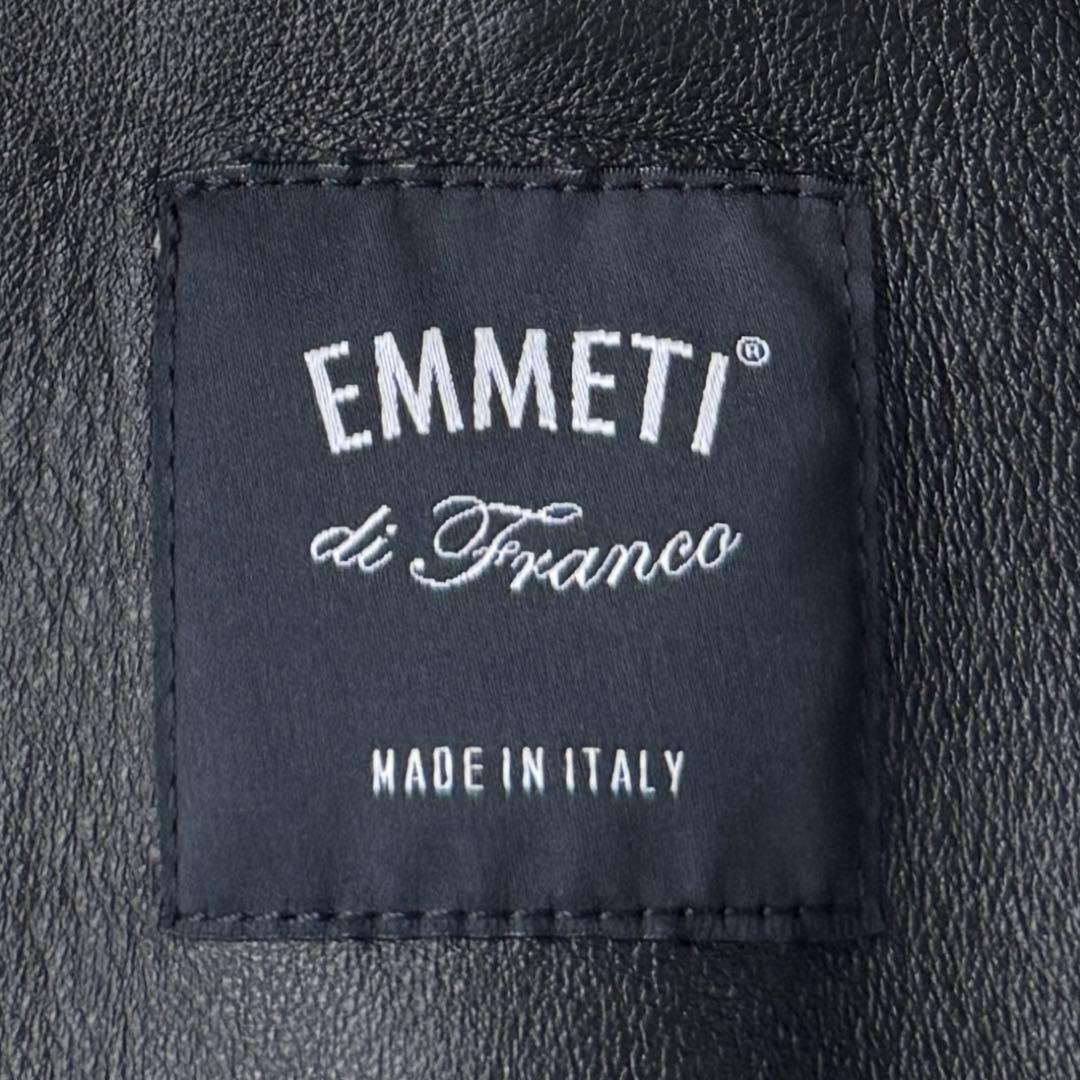 EMMETI エンメティ羊革 ブルゾン ライダース ジャケット 黒 44 S