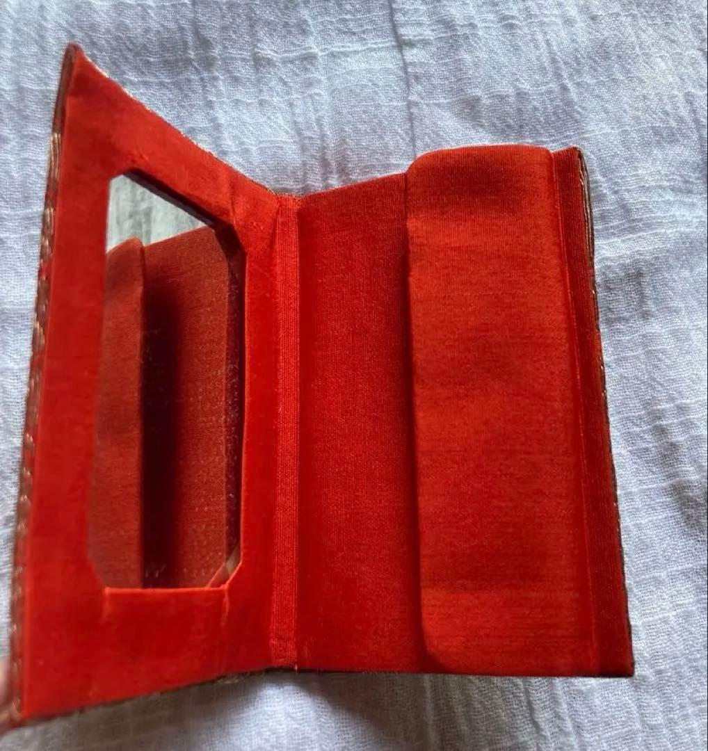 京都・アンティーク　舞妓さん　髪飾り・鏡　赤色の和柄小物セット