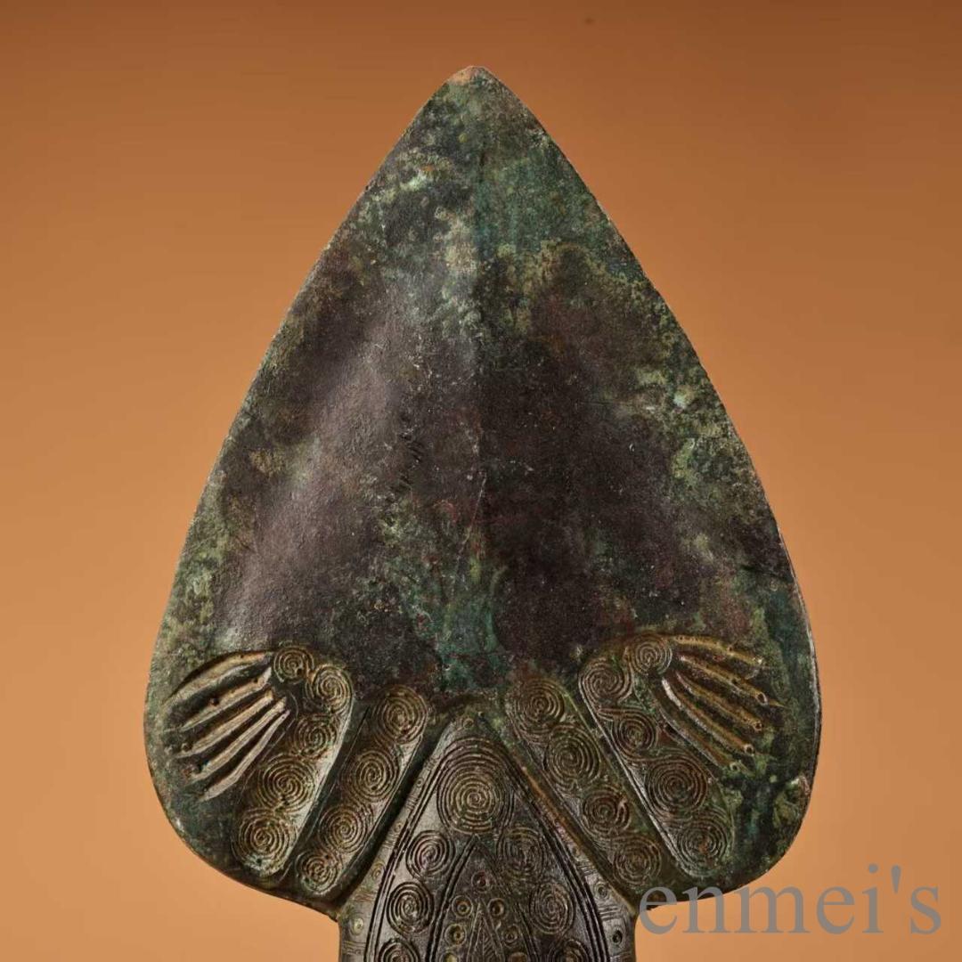 中国古美術 青銅器 矛・槍頭 高浮彫 武具 極細工 古銅器 収集 旧家蔵出 唐物