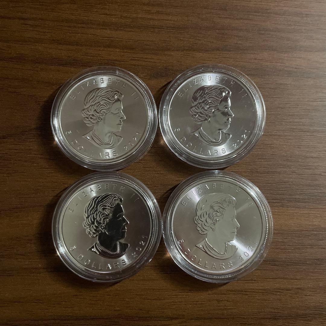 2021年 カナダ「メイプルリーフ」純銀 1オンス 銀貨4枚セット