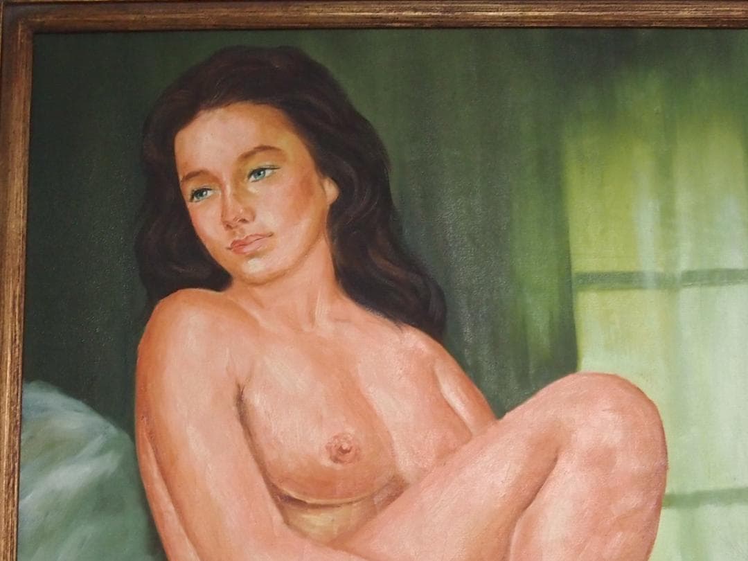 【良品】油彩画/油絵/絵画「裸婦」外国人女性 40号 OIL PAINTING