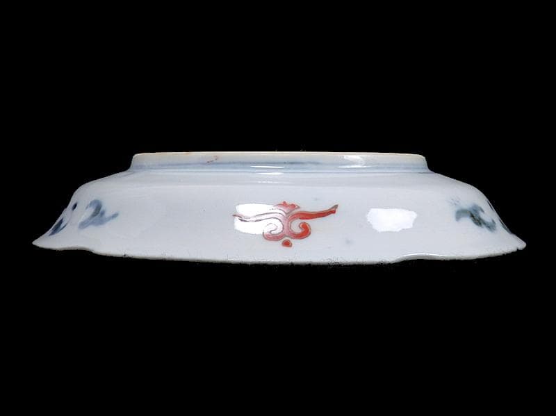 古伊万里　金襴手　五艘船に南蛮人の図　６寸皿　A527AS-BQl