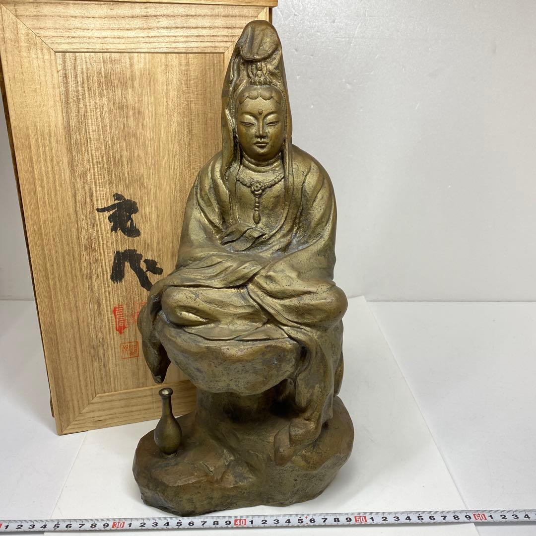 関口充　ブロンズ　白衣観音像　6113g トコエ　東さ7-0621①