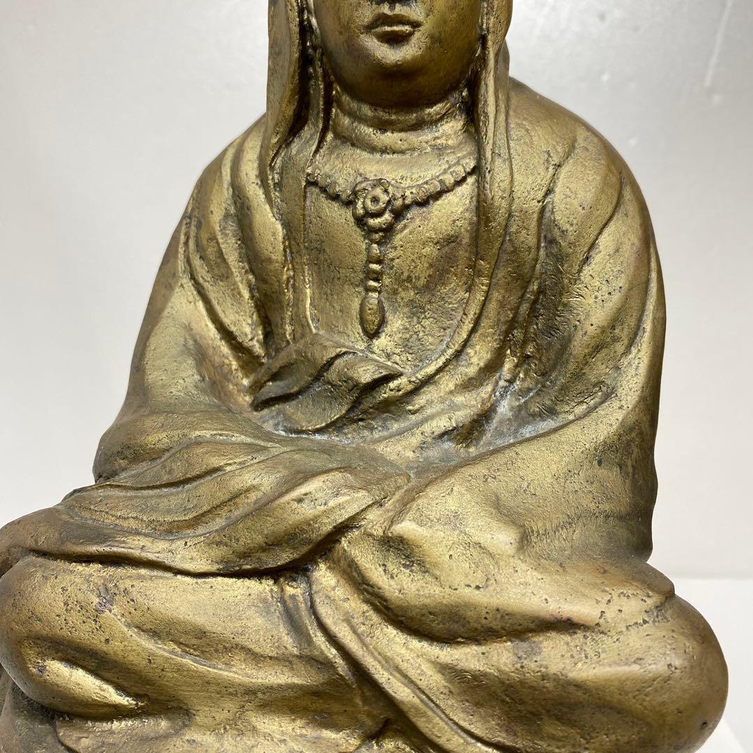 関口充　ブロンズ　白衣観音像　6113g トコエ　東さ7-0621①