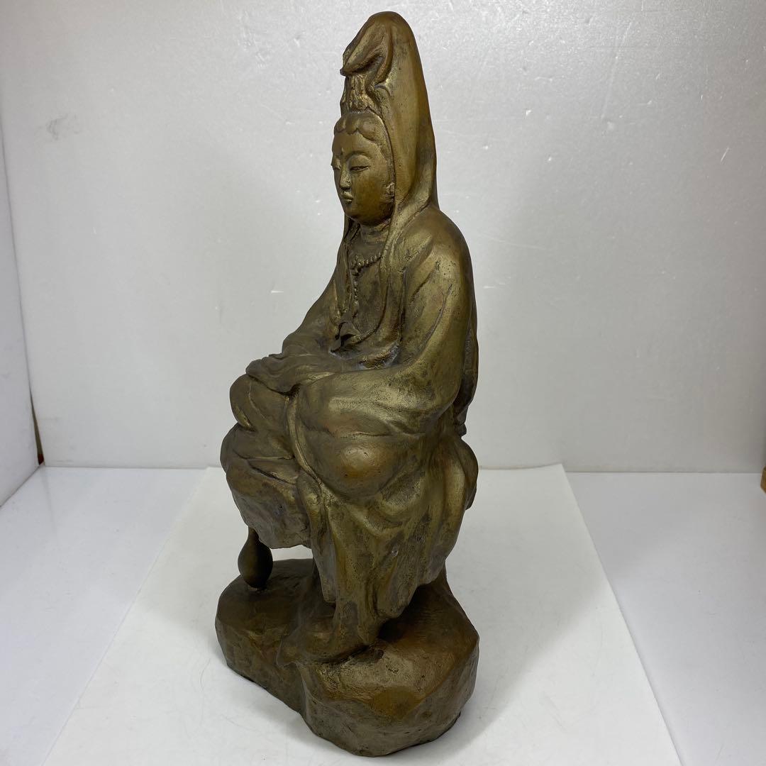 関口充　ブロンズ　白衣観音像　6113g トコエ　東さ7-0621①