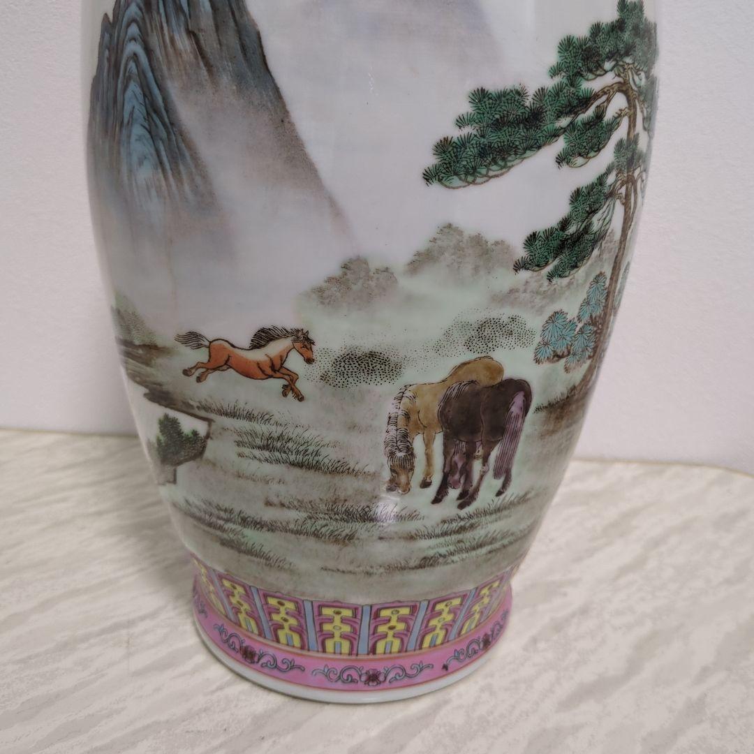 Cao品 中国景徳鎮 馬文大花瓶 1347