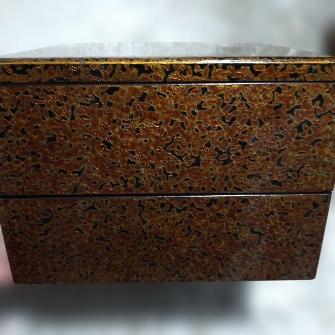 昭和　レトロ　津軽塗　重箱 金色と茶色の模様