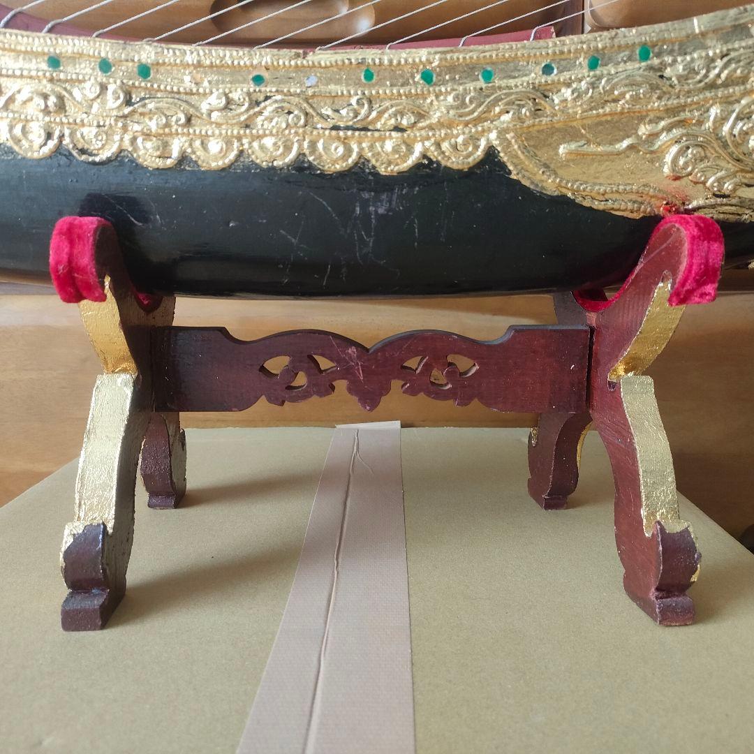 ハープ 竪琴 アジア民族楽器 オブジェ インテリア雑貨 アンティーク弦楽器 伝統