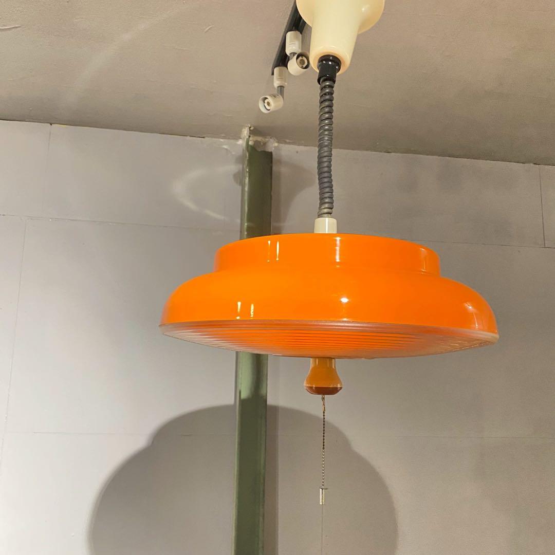ペンダントライト レトロポップ オレンジ 昭和レトロ 当時物インテリア 天井照明