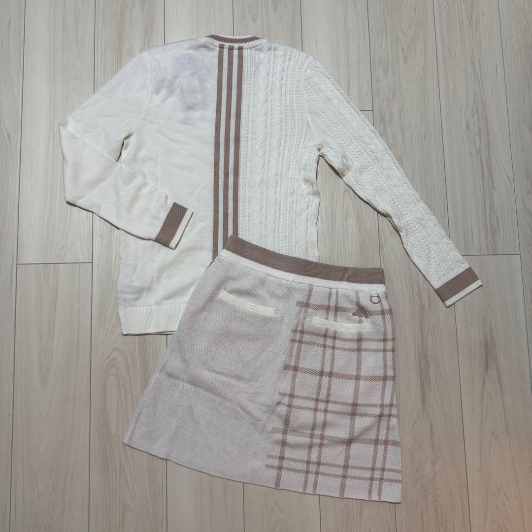 新品 セットアップ ゴルフウェア レディース セーター スカート 秋冬 ベージュ