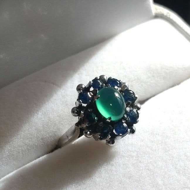 天然サファイア リング 14号 18K シルバーカラー ファッションリング