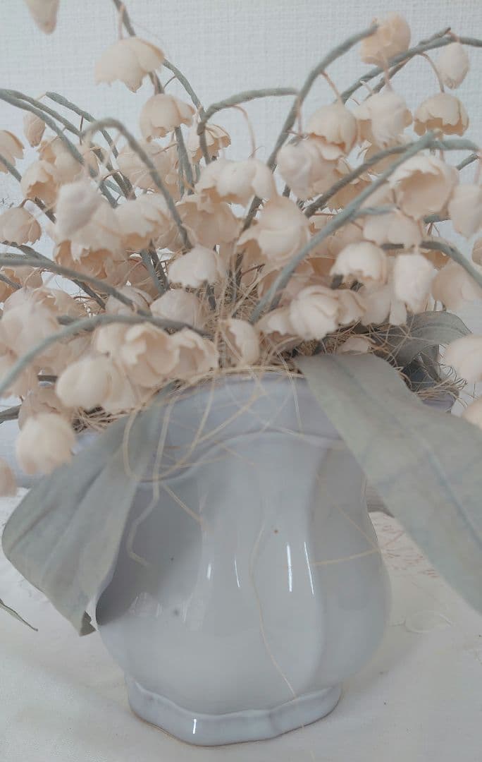 すずらんの布花　オブジェ