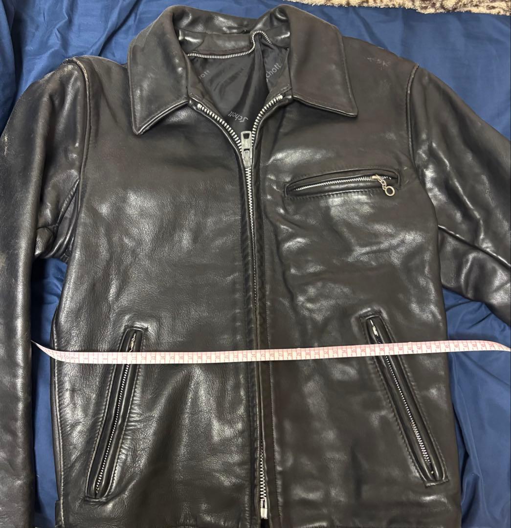 希少 Schott 米国製シングルライダース36 短丈 深水光太レザージャケット