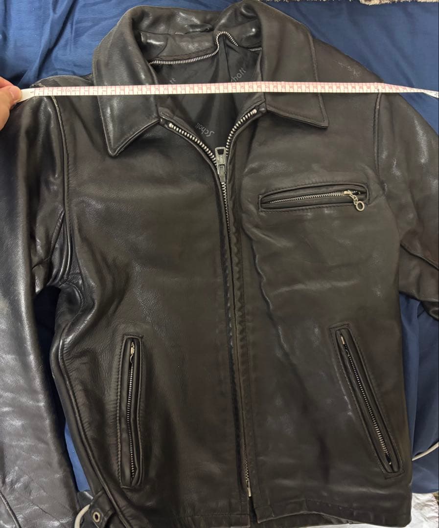 希少 Schott 米国製シングルライダース36 短丈 深水光太レザージャケット