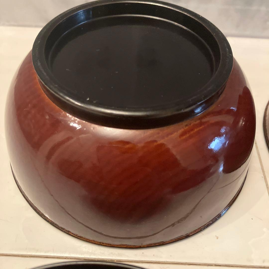 ユリコ様アンティーク明治　金彩の蝶々や牡丹の花が美し過ぎる木製輪島漆塗りお椀2客