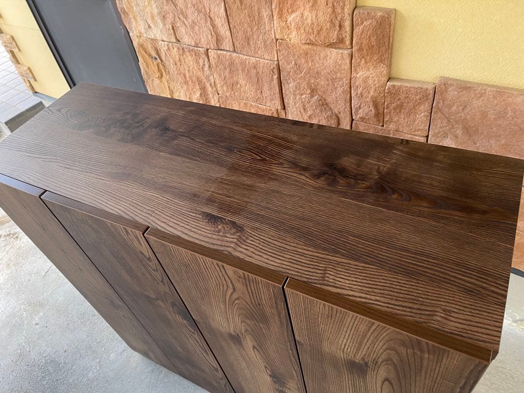 LOWYA シューズボックス 下駄箱 木目 ブラウン 収納棚