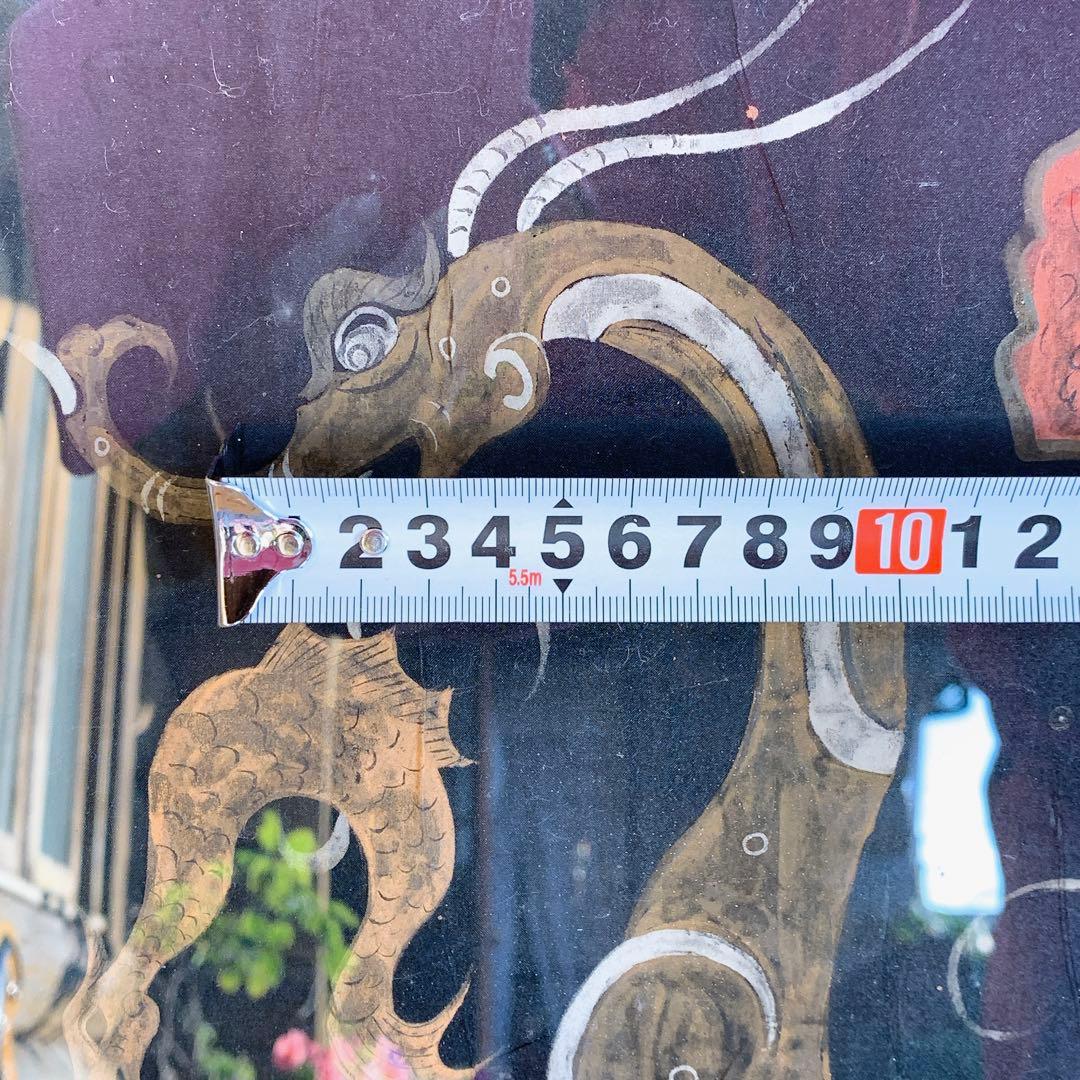 ドラゴン　龍　竜　楚国　漢代　帛画　シルク　絹　中国　骨董品　絵画　額縁　古美術