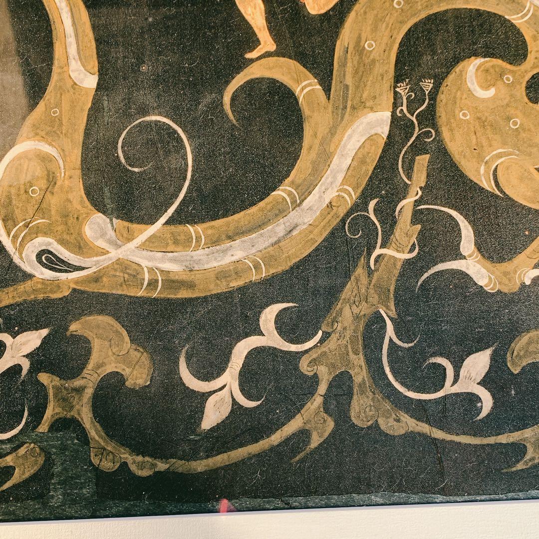 ドラゴン　龍　竜　楚国　漢代　帛画　シルク　絹　中国　骨董品　絵画　額縁　古美術