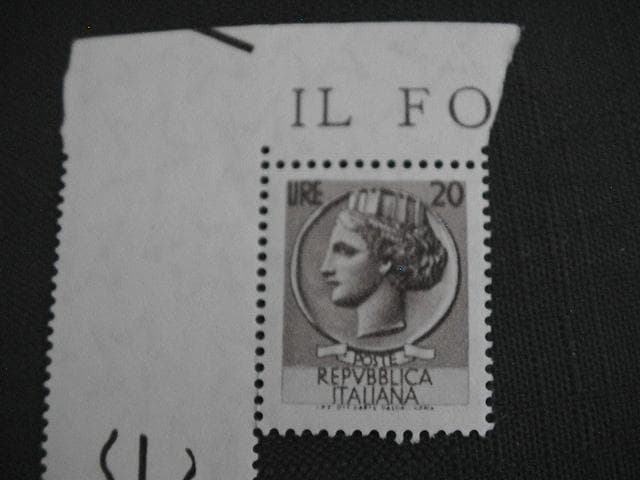 ヴィンテジ切手 イタリア シラクサ 20リラ 未使マージン付　Siracusan