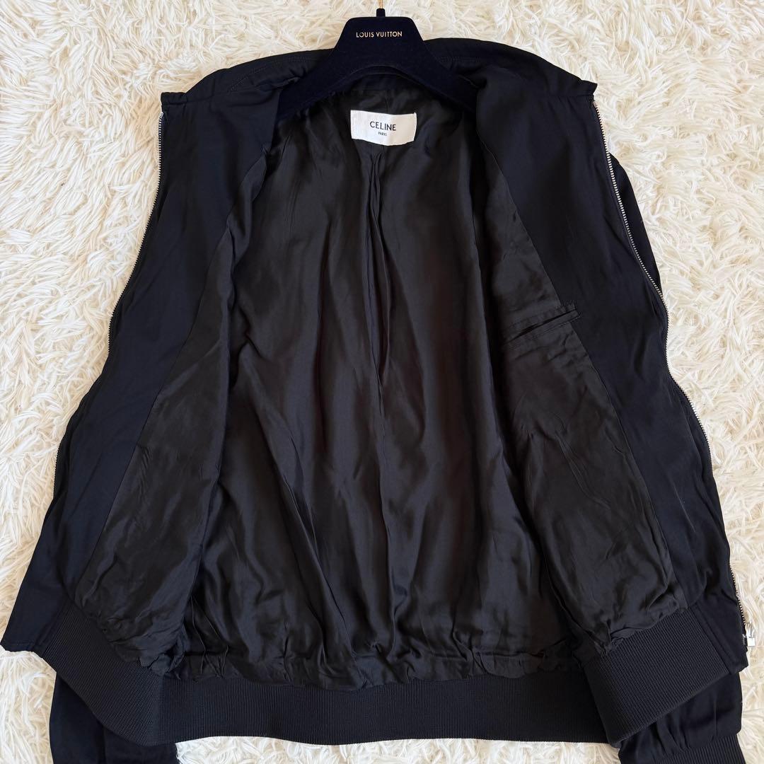美品　近年モデル　XL　セリーヌ　レーヨン　ブルゾン　トリオンフ刺繍　黒