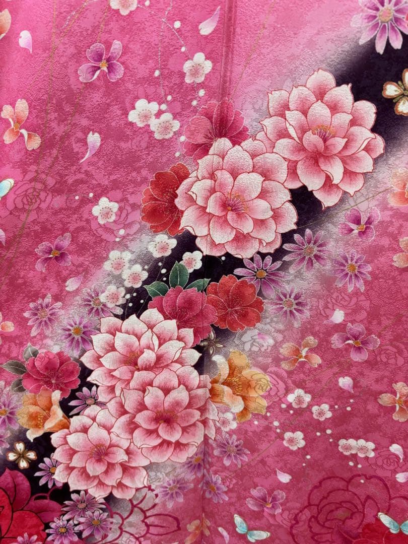 #97【美品】成人式 正絹 袷 金糸＆手書き 振袖のみ