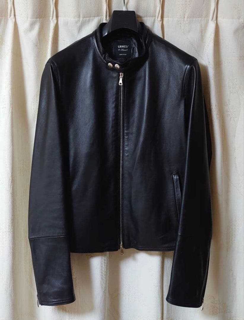 エンメティ アッカ H 黒 50 ラム レザー ジャケット 干場 EMMETI