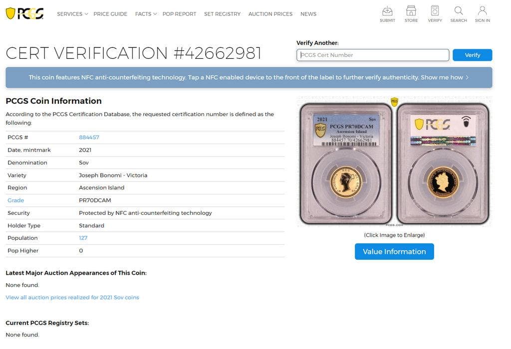 2021年アセンション島 ジョセフ ボノミ ソブリン PCGS PR70DCAM