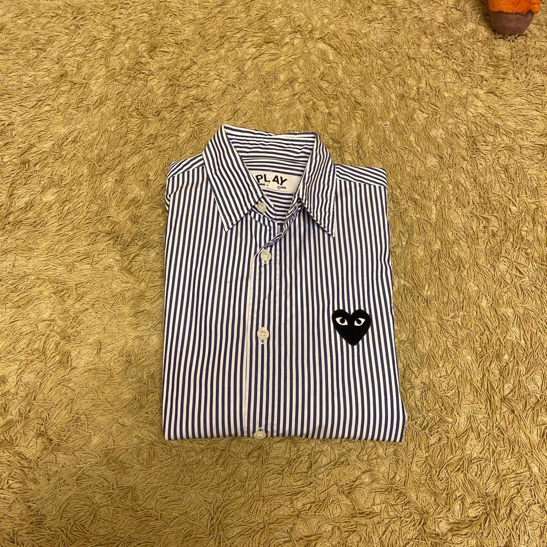 PLAY ストライプ 長袖シャツ ハートロゴ