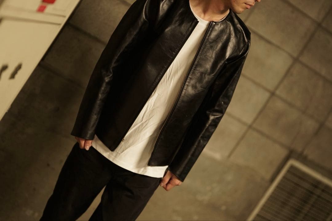FINE CREEK＆Co. ノーカラー レザー ジャケット Bud 40