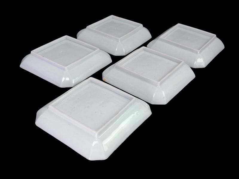 古伊万里　染錦　牡丹の図　角皿　５枚　131AS-CWz