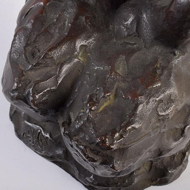 中国　古銅　家鴨　アヒル　置物　在銘　V　R8930