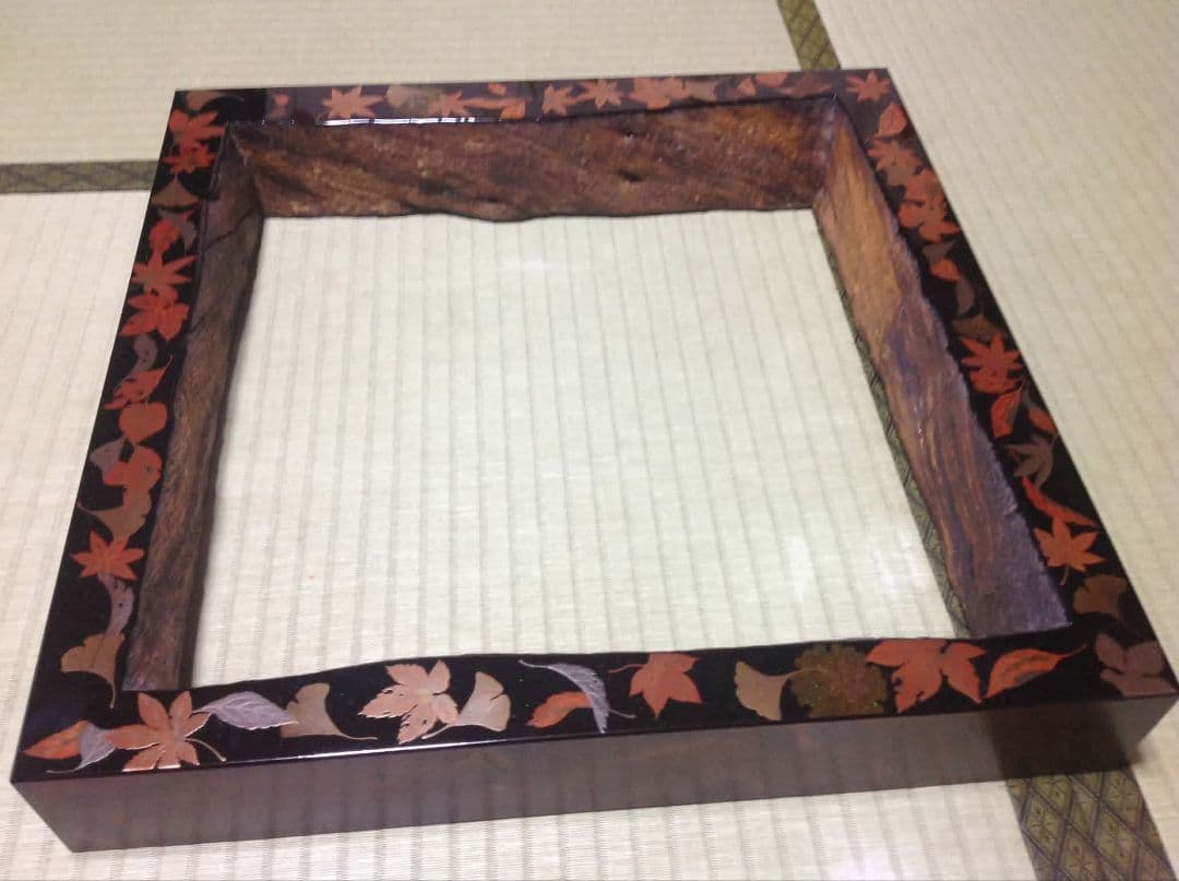 乾燥数十年黒柿材　吹寄せ蒔絵本金　研出技法　炉縁