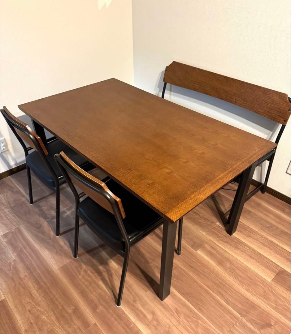 Unico ウニコ ブラウン長方形ダイニングテーブルと椅子4脚セット
