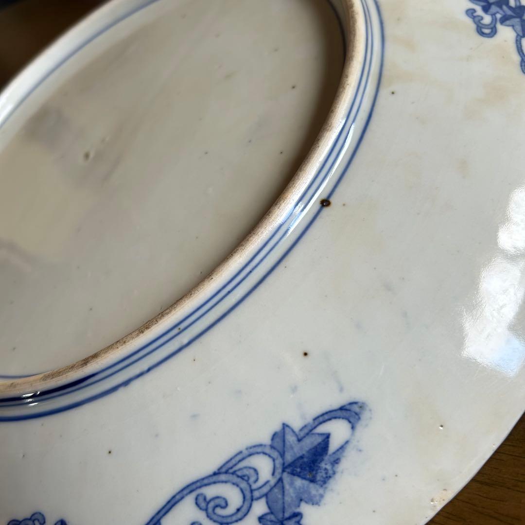 伊万里焼 染付 印判 波乗りうさぎ 明治時代 中国美人画 コレクター収集品