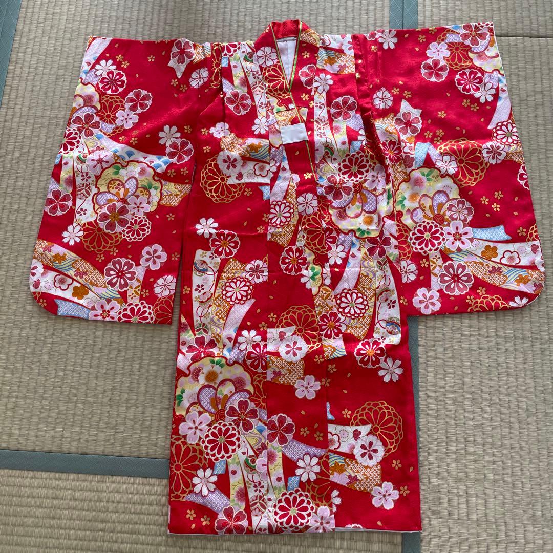 七五三　赤色　正絹　着物　3歳用　京ひめ