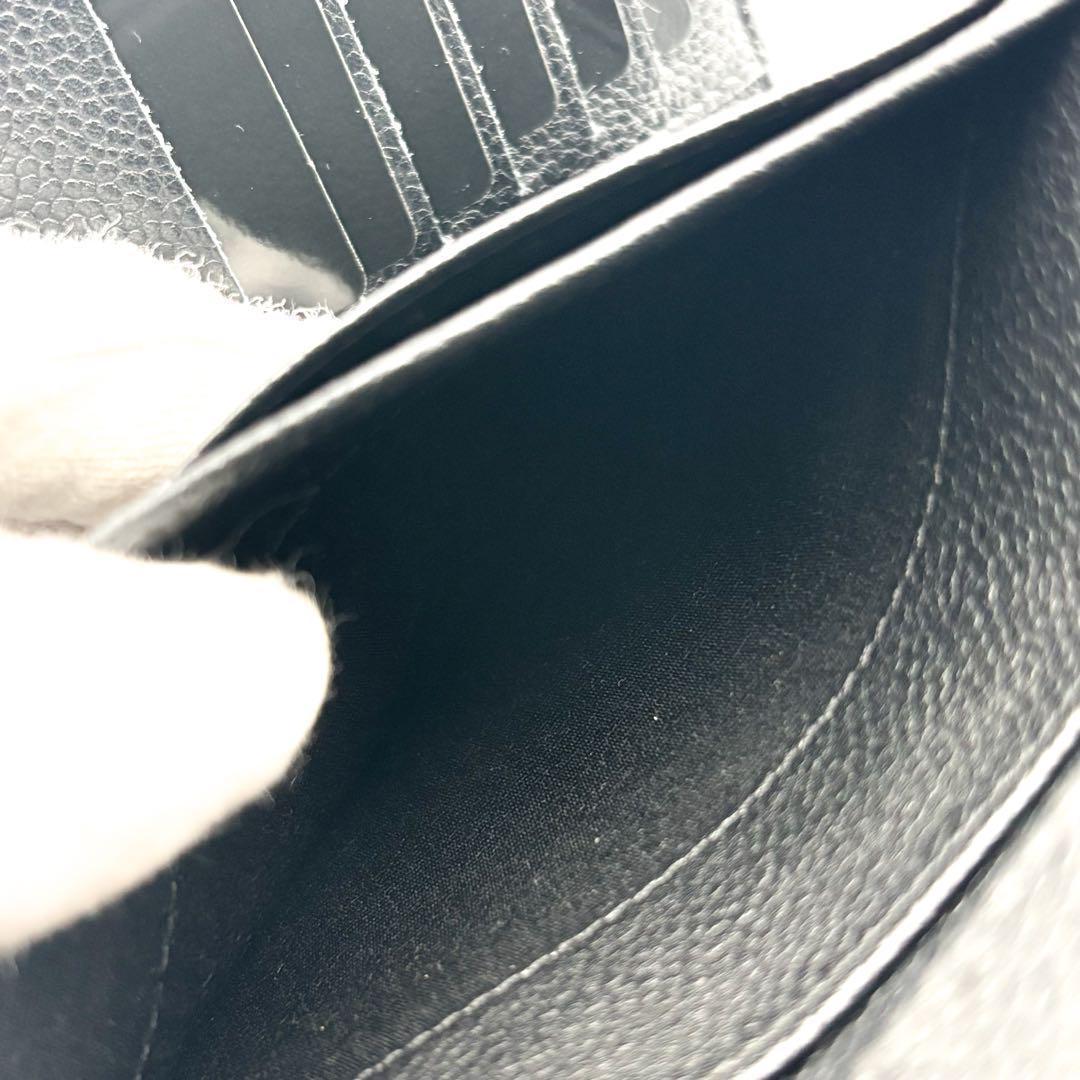 【超極美品✨】シャネル 財布 デカココ キャビア 三つ折 付属有