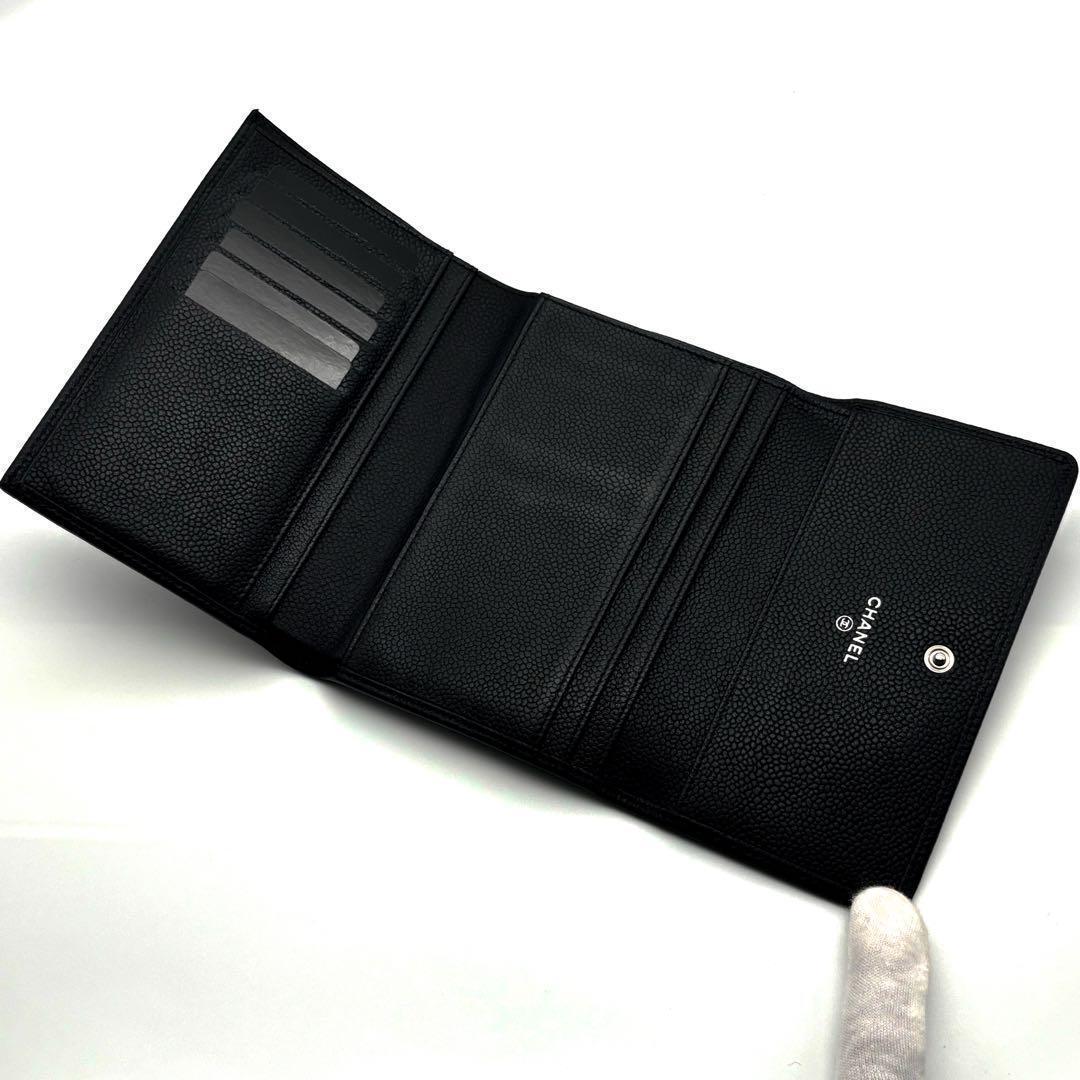 【超極美品✨】シャネル 財布 デカココ キャビア 三つ折 付属有