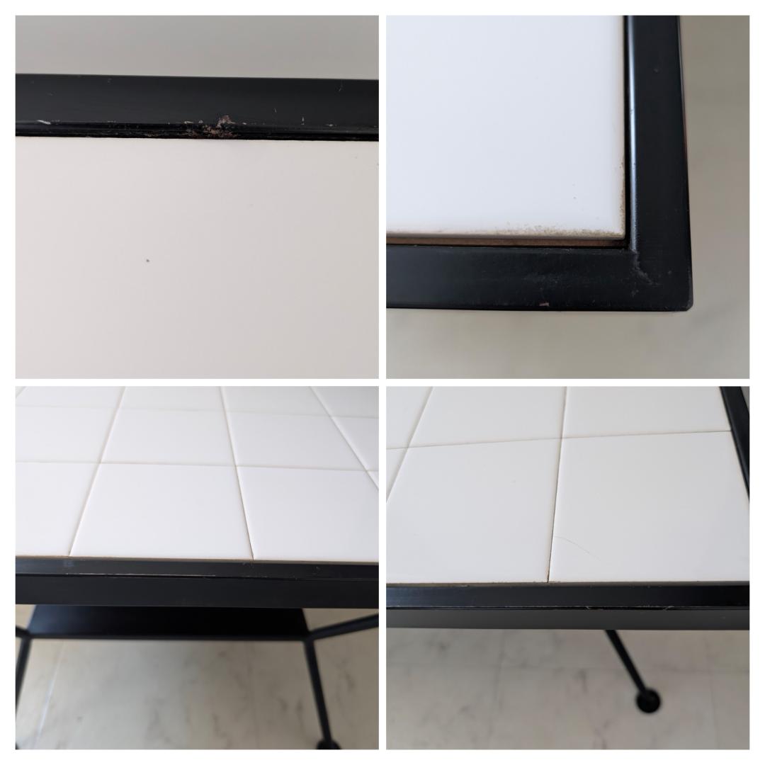 アイアンフレーム タイル テーブル 白 90s ビンテージ ミッドセンチュリー