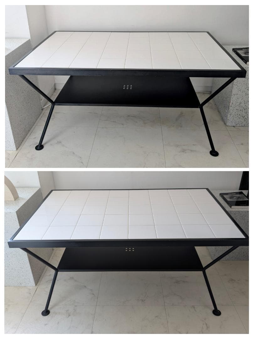 アイアンフレーム タイル テーブル 白 90s ビンテージ ミッドセンチュリー