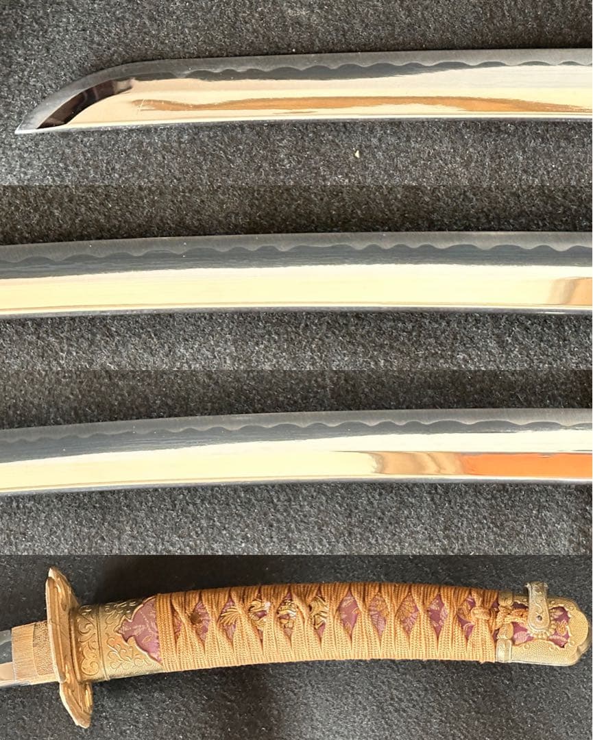 模造刀　太刀　 陣太刀　糸巻太刀　金塗り鞘　全長105cm 25H11