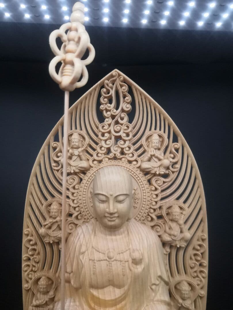 仏像 地蔵菩薩立像 地蔵尊 八角蓮華丸台座 木彫供養仏 仏教 福運・福徳