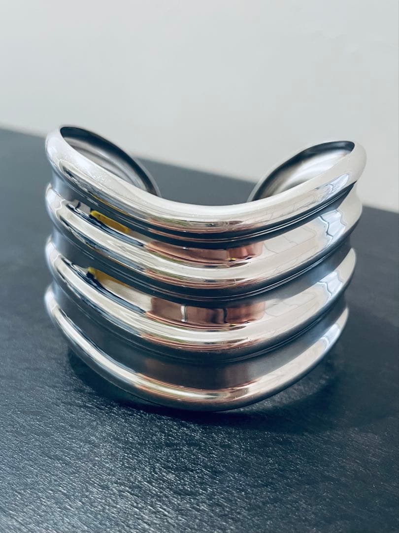 ヴィンテージ シルバーバングル　メキシコシルバー　925 ボーンカフ