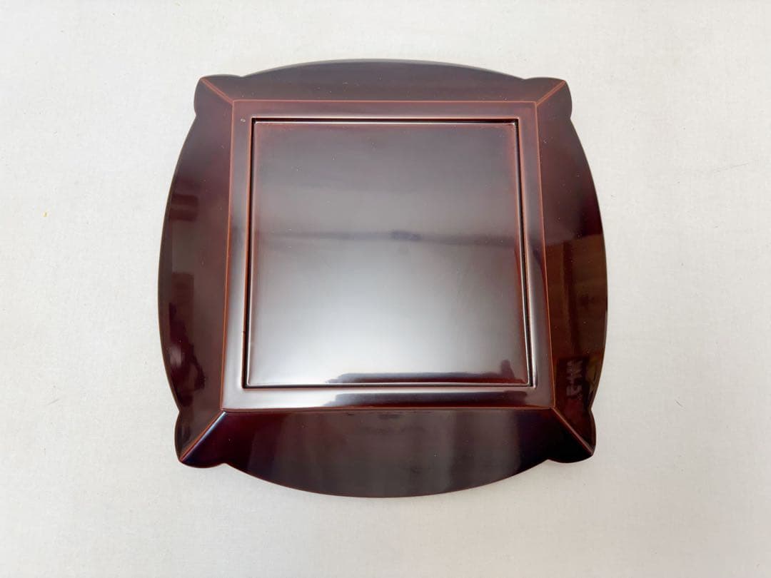 未使用 茶道具 木製溜塗 七宝盆 胡麻竹張り 鵬雲斎好写 菓子器