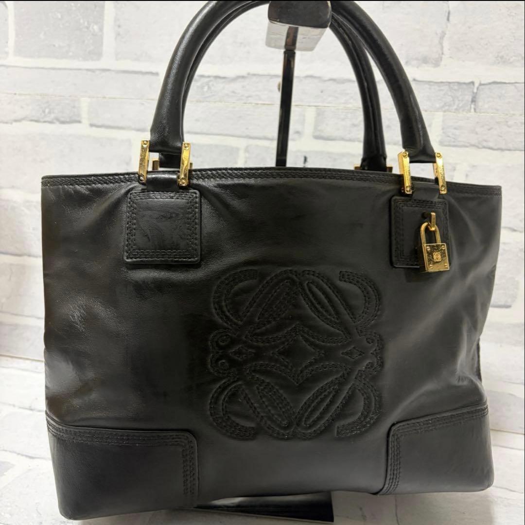 LOEWE ロエベ ハンドバッグ フスタ アナグラム南京錠 鍵付き　ブラック　黒