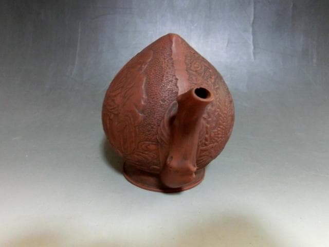 水注■朱泥水注 桃実壺 水次 人物絵 桃型 急須 水滴 古玩 唐物 中国骨董品■